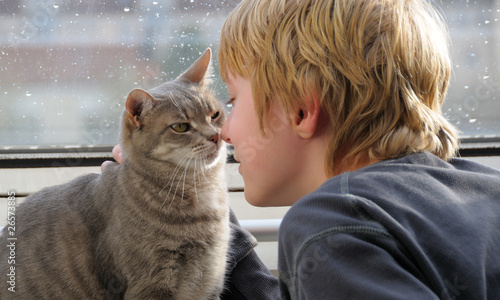 Boy and his beloved cat