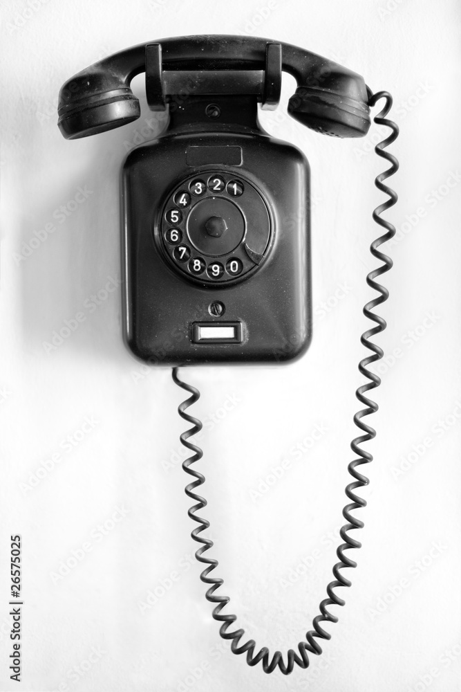 Vintage black wall telephone