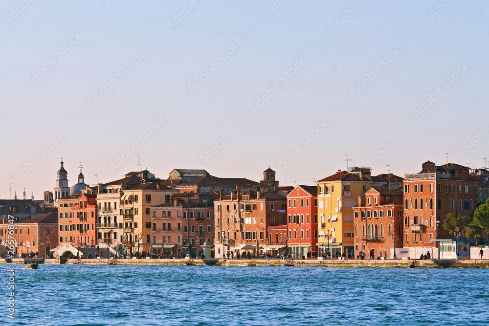 Cityscape of Venice town, Italy from Passenger Cruise