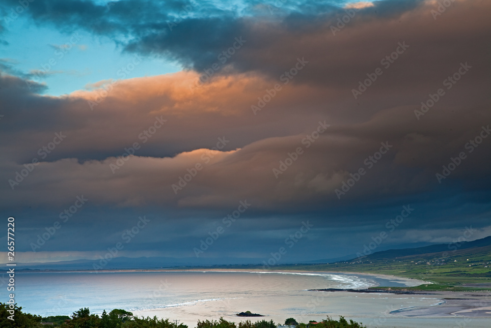 dark clouds over Irish coast Dingle peninsula