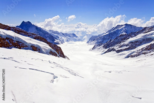 Landscape of Great Aletsch Glacier Jungfrau Switzerland