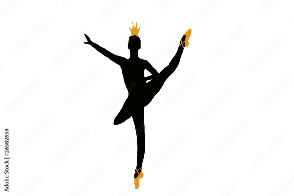 bailarina ballet clasico en parada de punta silueta vector de Stock