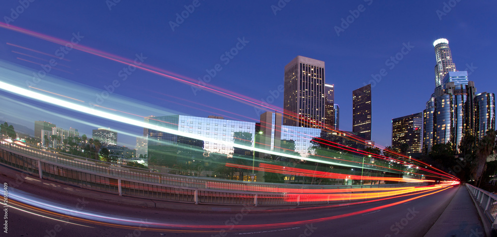 Fototapeta premium Traffic through downtown Los Angeles