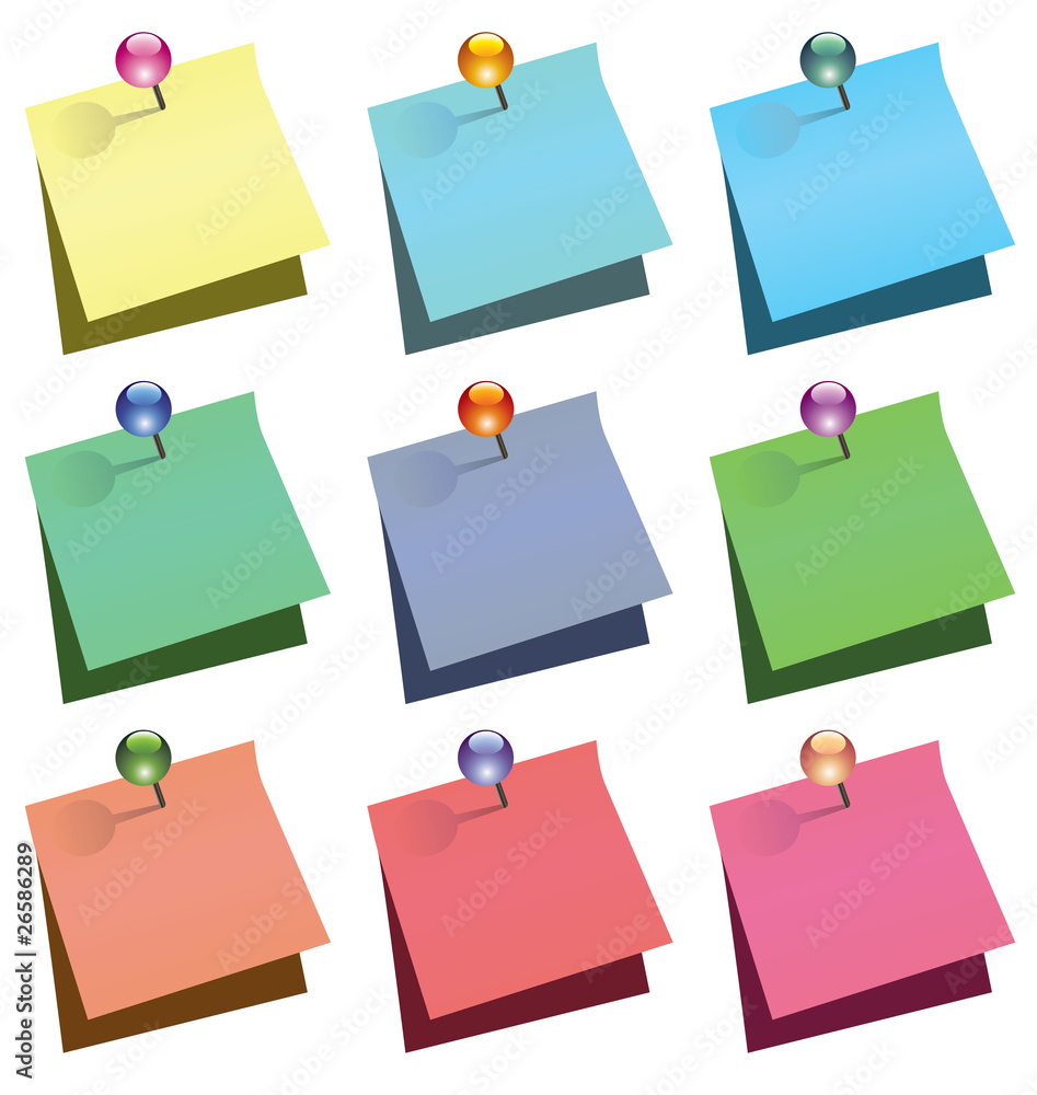 vector paper notes with shiny push pins vector paper notes with shiny push pins