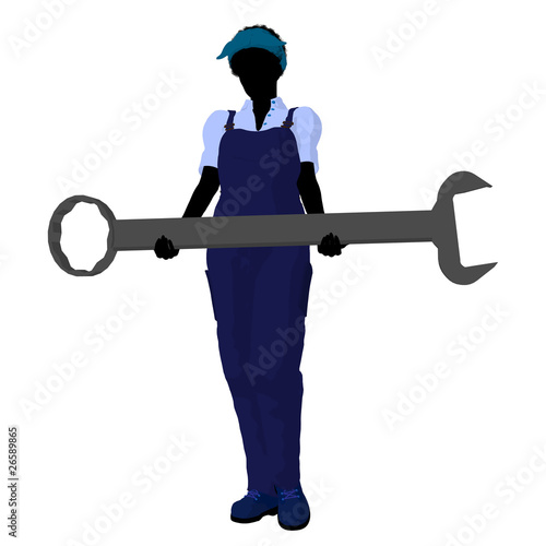 African American Female Mechanic Silhouette