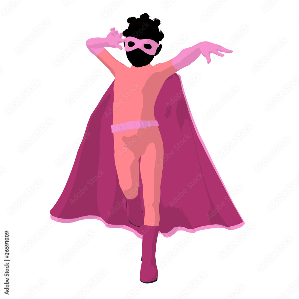 African American Super Hero Girl Illustration Silhouette African American Super Hero Girl Illustration Silhouette