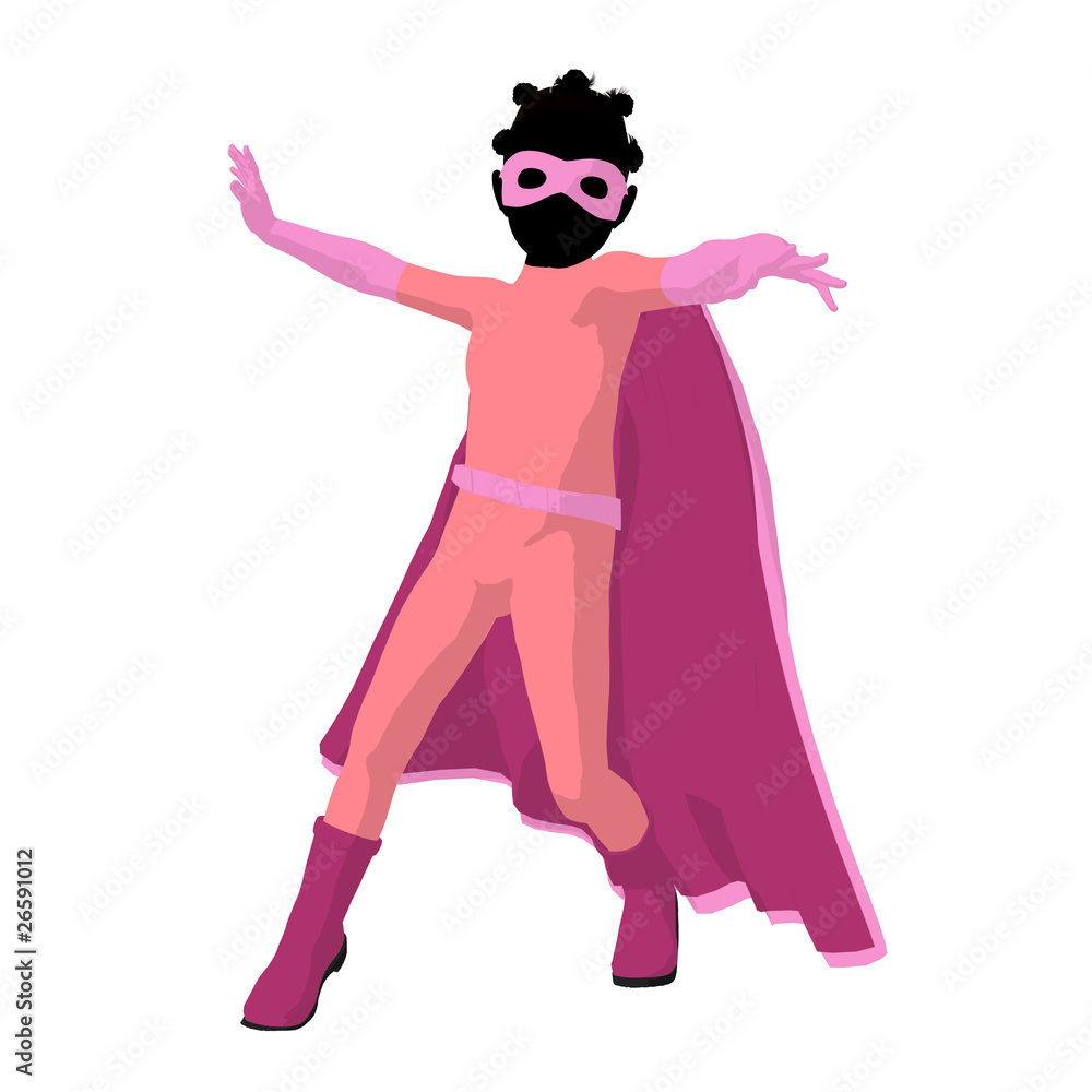 African American Super Hero Girl Illustration Silhouette African American Super Hero Girl Illustration Silhouette