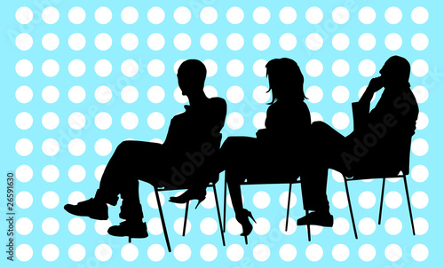 Two men and a woman who attend to the show