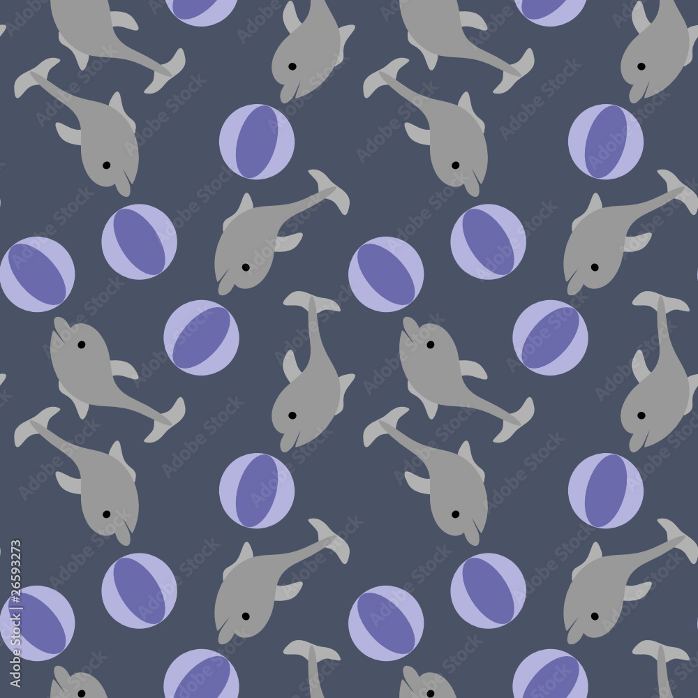 seamless background with dolphins and balls seamless background with dolphins and balls