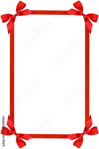 Frame from red bow and ribbons