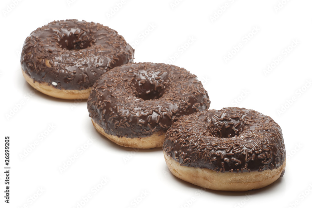 three doughnut with chocolate three doughnut with chocolate