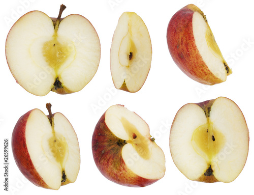 Set of the cut ripe apples