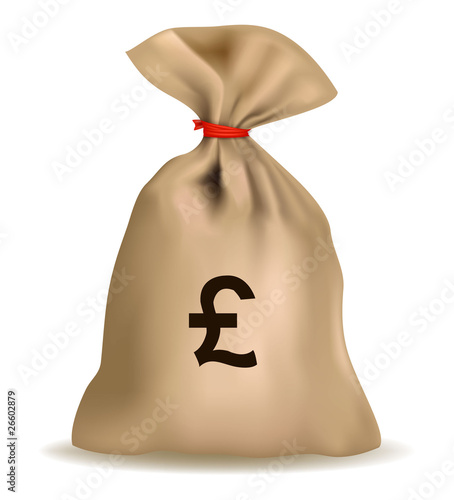 Money bag with pound. Vector.