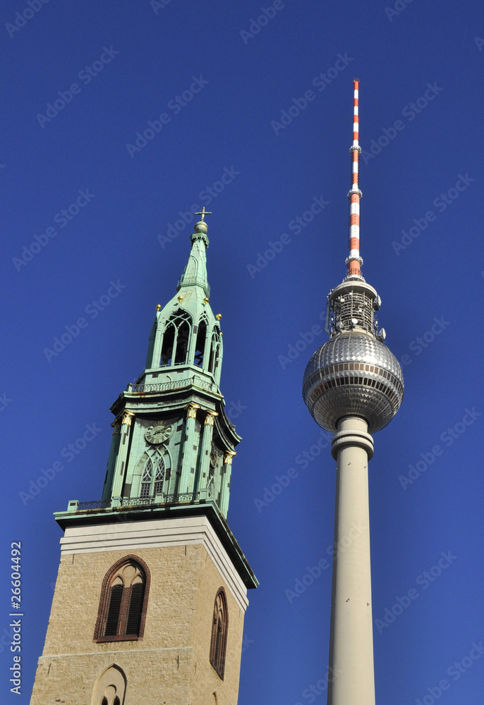 Marienkirche und Fernsehturm, Berlin
