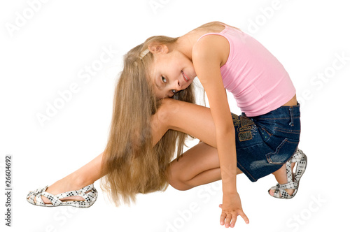 The girl in a pink blouse