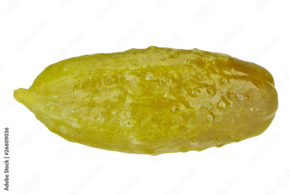 One pickled cucumber isolated on white One pickled cucumber isolated on white