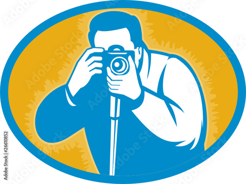 photographer with dslr camera shooting front