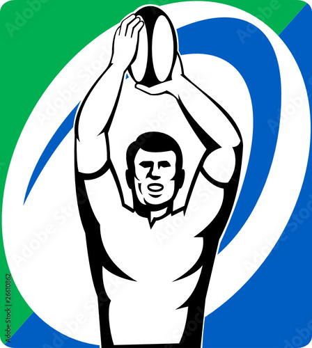 rugby player line-out throw front