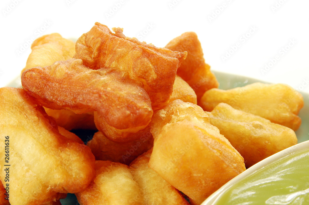 Deep-fried doughstick and egg custard Deep-fried doughstick and egg custard