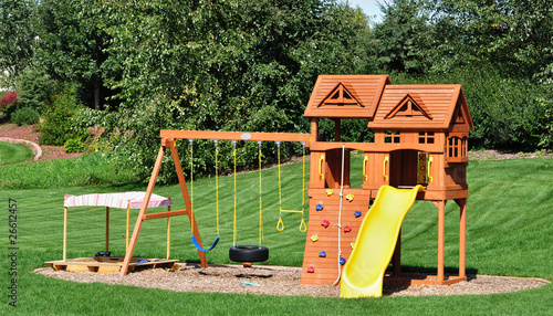 Back Yard Wooden Swing Set
