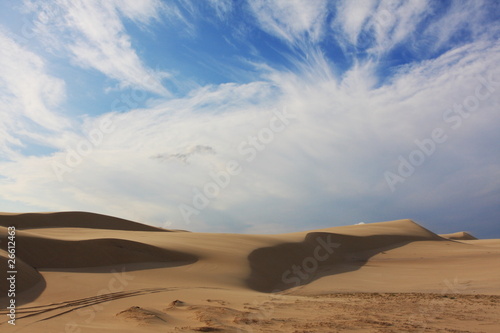 Sand dunes on sunny day
