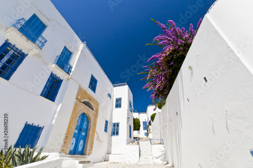 Arabic style building, white with blue