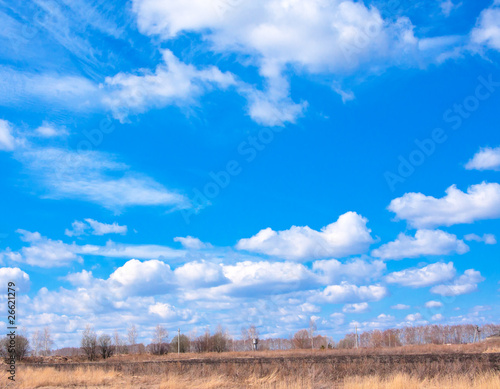 Rural landscape and cloudy sky