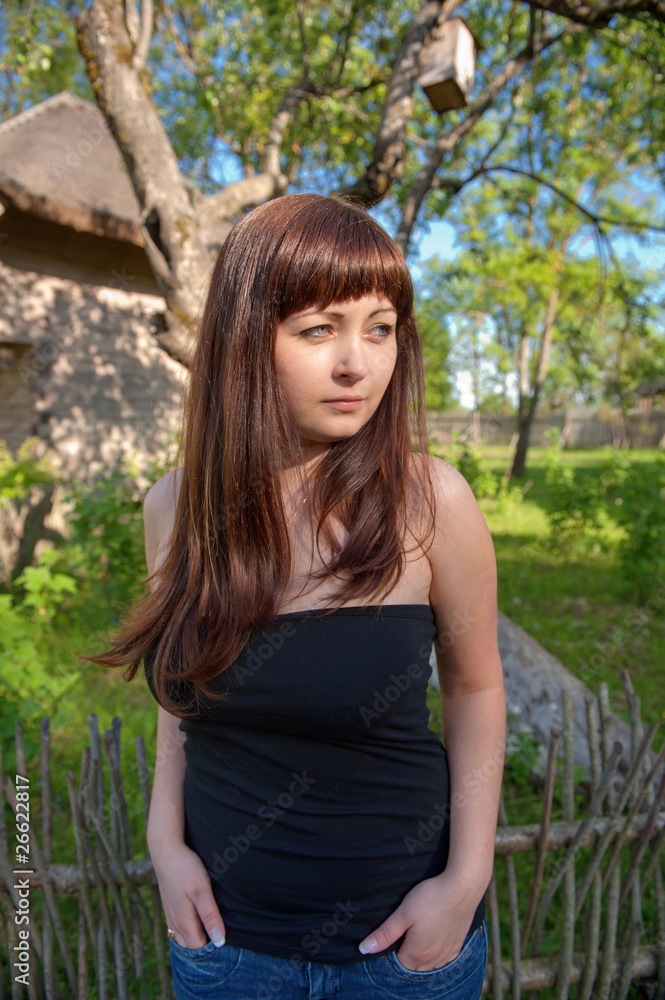 Beauty girl in farmstead. Beauty girl in farmstead.