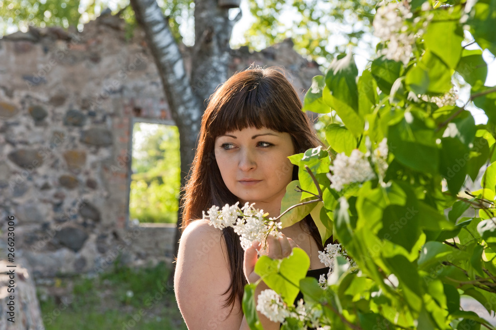 Beauty girl in lilac. Beauty girl in lilac.