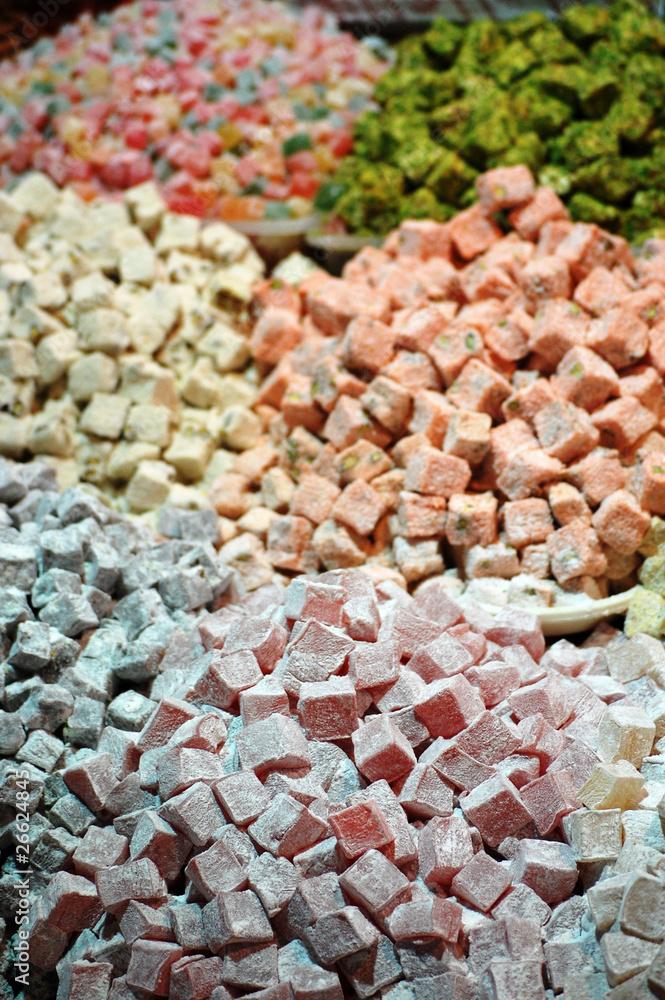 Different flavors of turkish delight in Turkey. Different flavors of turkish delight in Turkey.