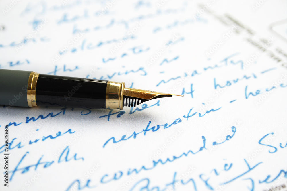 Fountain pen on old letter Fountain pen on old letter