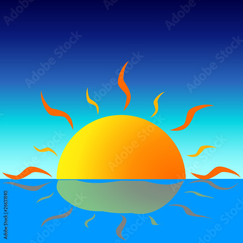 sun and glare on the water illustration