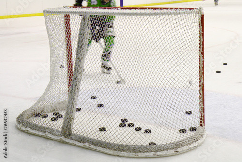 hockey net on ice photo