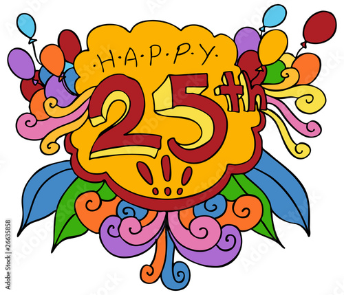 Canvas Print Happy 25th Design Element