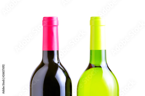 two bottles of red and white whine