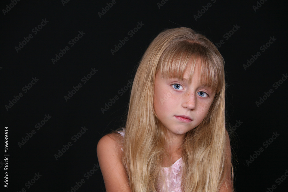 Naklejka premium head shot of little blond girl