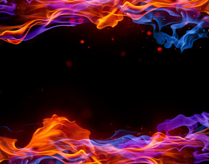 Blue and red fire background