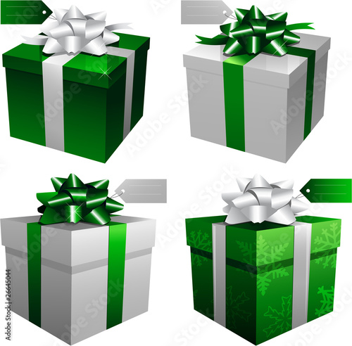 Green Christmas present boxes