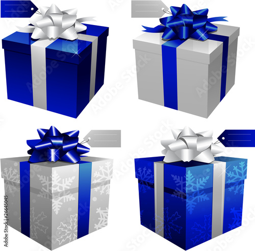 Blue Christmas gift boxes