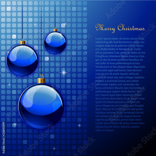 Blue christmas balls greeting card