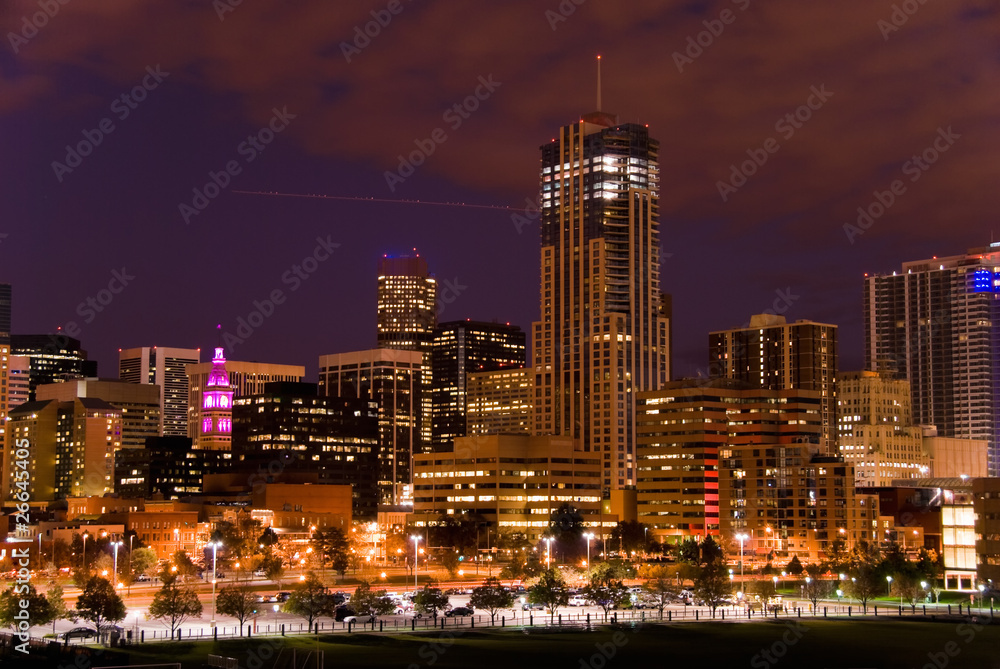 Denver downtown in night