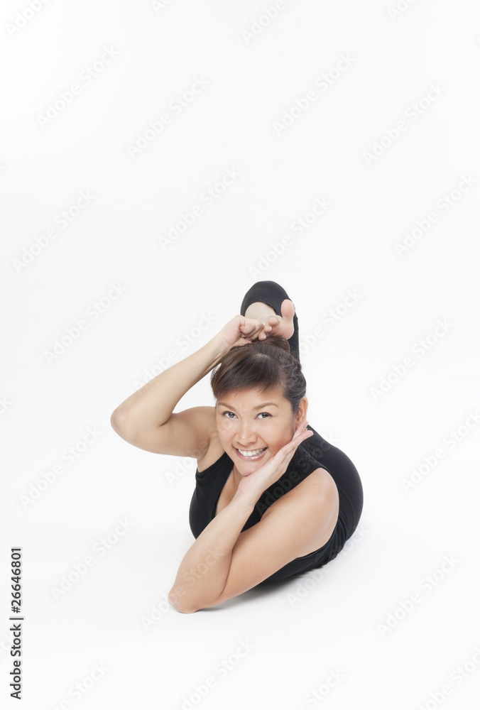 Asian Yoga Training Master on white background Asian Yoga Training Master on white background
