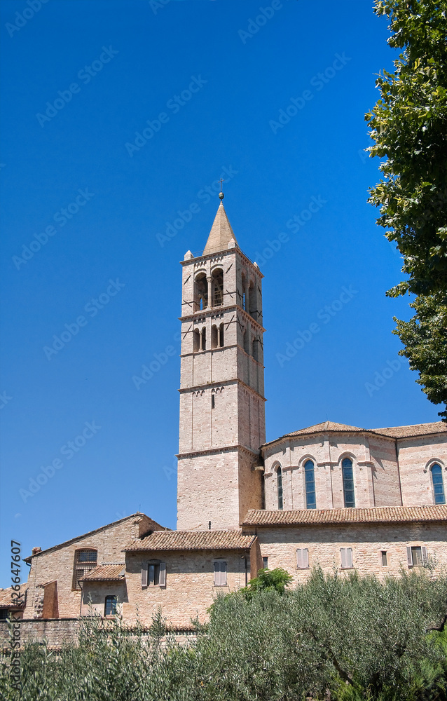 St. Chiara Basilica Belltower. Assisi. Umbria.