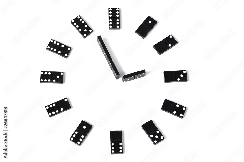 Dominoes clock isolated on white background Dominoes clock isolated on white background
