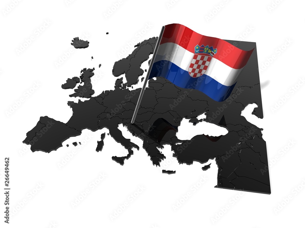 Fototapeta premium 3D Karte mit Flagge