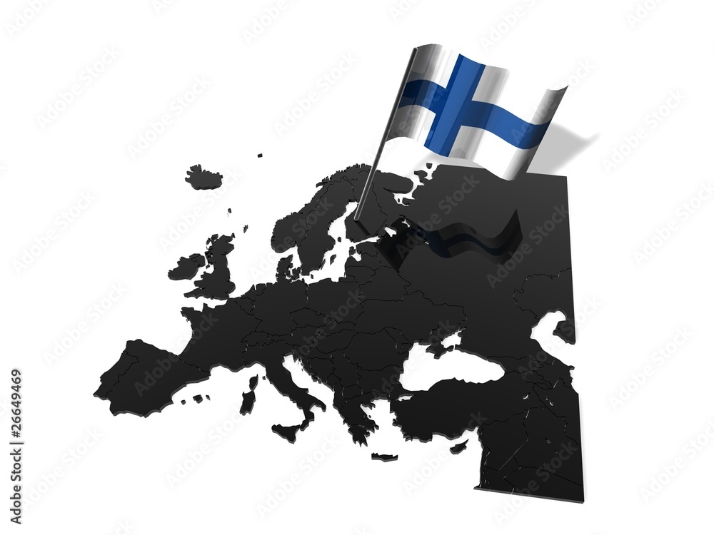 Fototapeta premium 3D Karte mit Flagge
