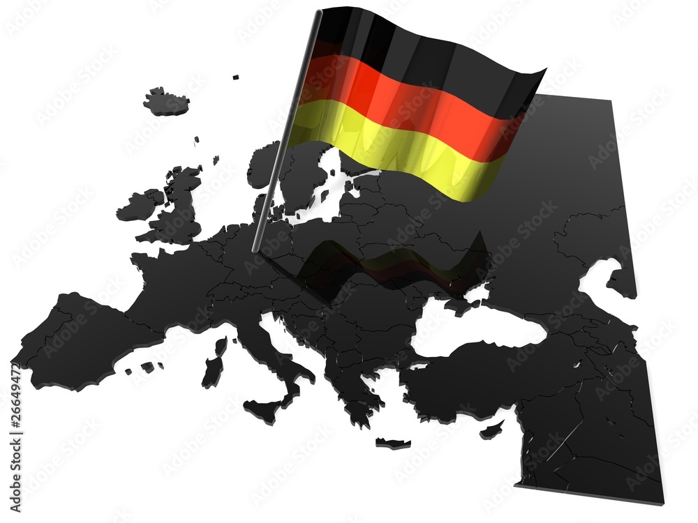 Fototapeta premium 3D Karte mit Flagge