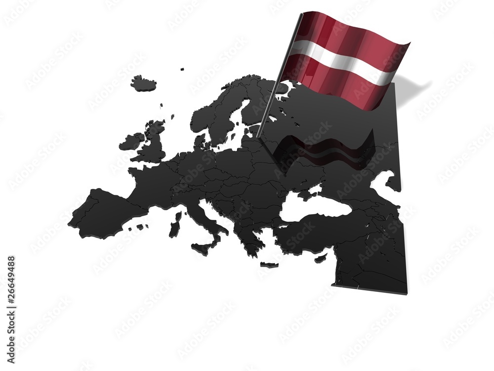 Fototapeta premium 3D Karte mit Flagge