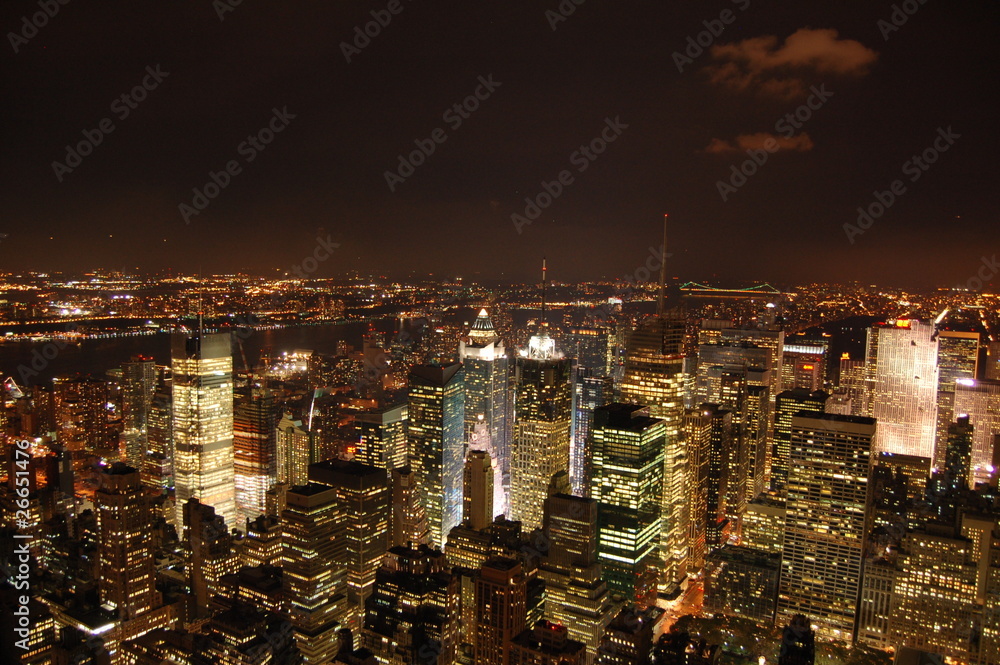 Night in New York City, Manhatan - obrazy, fototapety, plakaty 