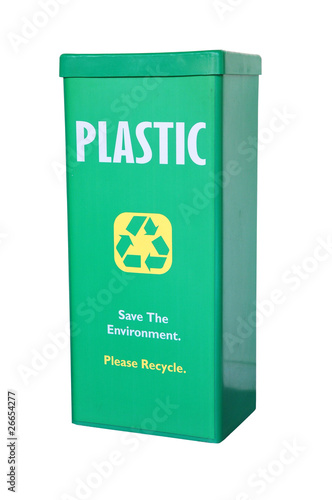 Isolated Green Plastic Container For Collection Of Plastic Trash